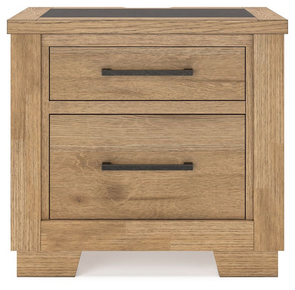Galliden - Light Brown - Two Drawer Night Stand - Hornell Furniture Outlet