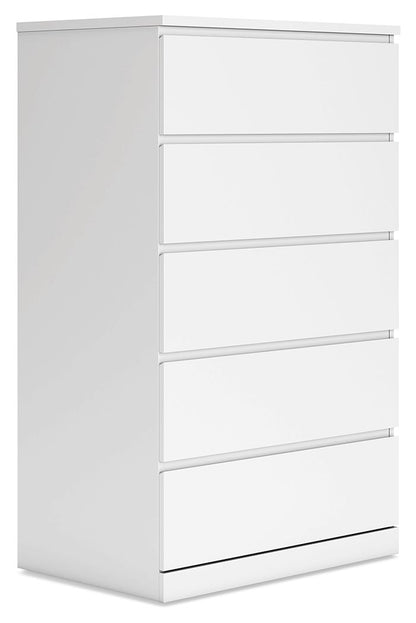 Onita - White - Five Drawer Chest - Hornell Furniture Outlet