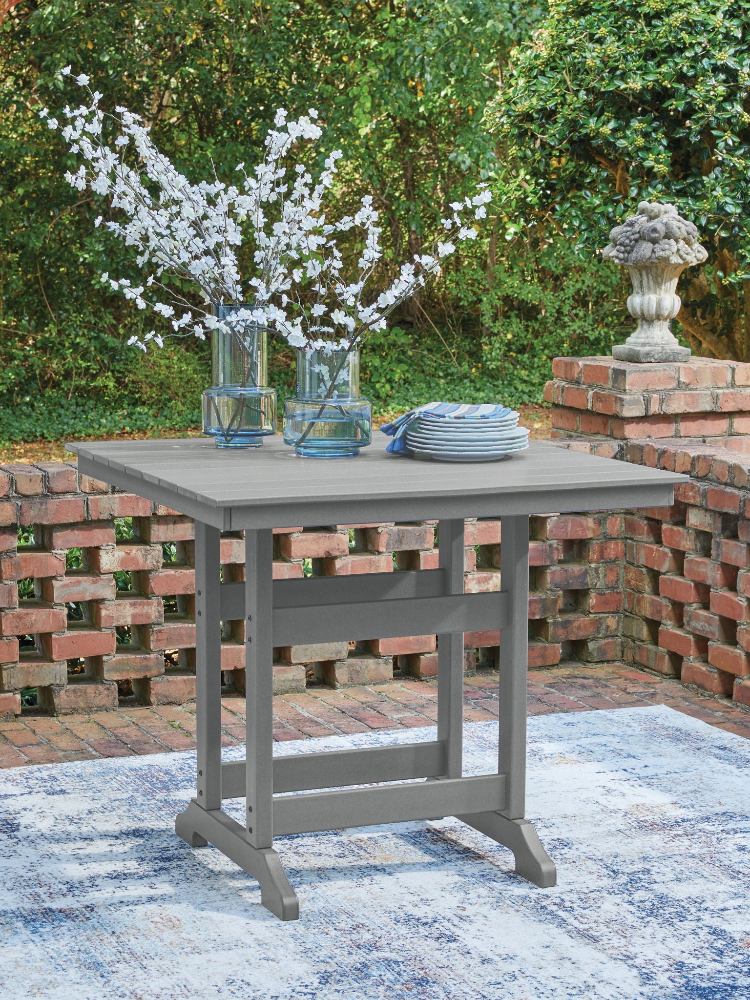 Sanctuary Beach - Square Counter Table With Umbrella Option - Dark Gray - Hornell Furniture Outlet