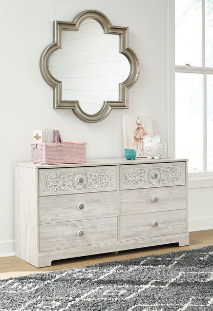 Paxberry - Whitewash - Six Drawer Dresser - Weatherworn - Hornell Furniture Outlet