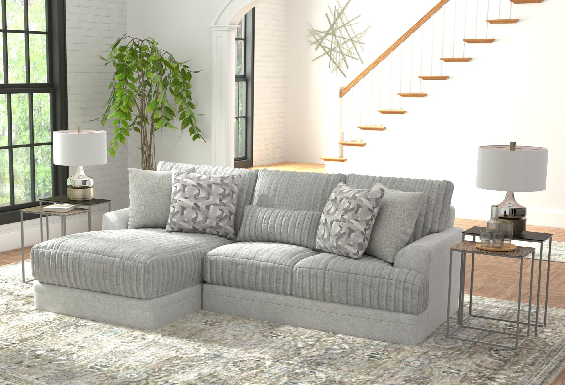 Titan - Sectional With Comfort Coil Seating And Accent Pillows Included - Hornell Furniture Outlet