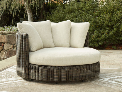 Kimora - Beige / Dark Brown - Swivel Lounge Chair With Cushion - Hornell Furniture Outlet