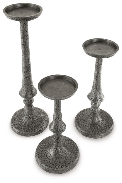 Eravell - Pewter Finish - Candle Holder Set (Set of 3) - Hornell Furniture Outlet