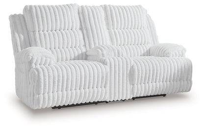 Rhines Falls - Alloy - Double Reclining Power Loveseat With Console - Hornell Furniture Outlet