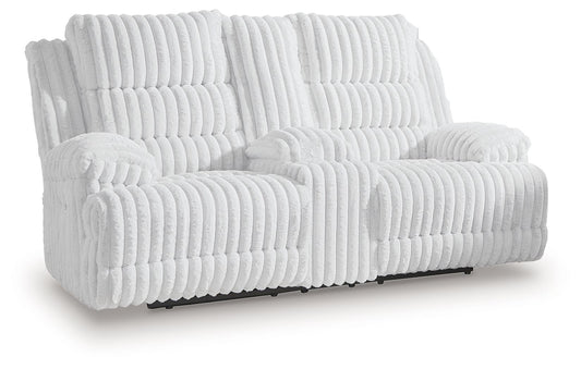 Rhines Falls - Alloy - Double Reclining Power Loveseat With Console - Hornell Furniture Outlet