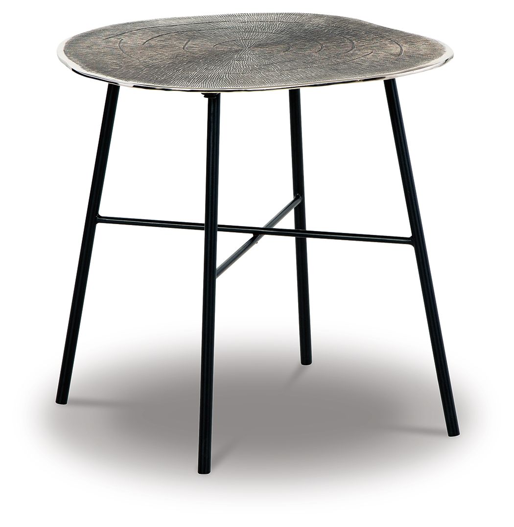 Laverford - Round End Table - Chrome / Black - Hornell Furniture Outlet