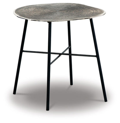 Laverford - Round End Table - Chrome / Black - Hornell Furniture Outlet