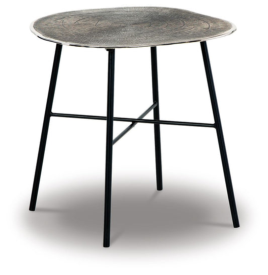 Laverford - Round End Table - Chrome / Black - Hornell Furniture Outlet
