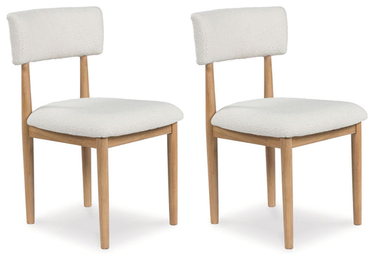 Sawdyn - White / Light Brown - Dining Upholstered Side Chair (Set of 2) - Hornell Furniture Outlet