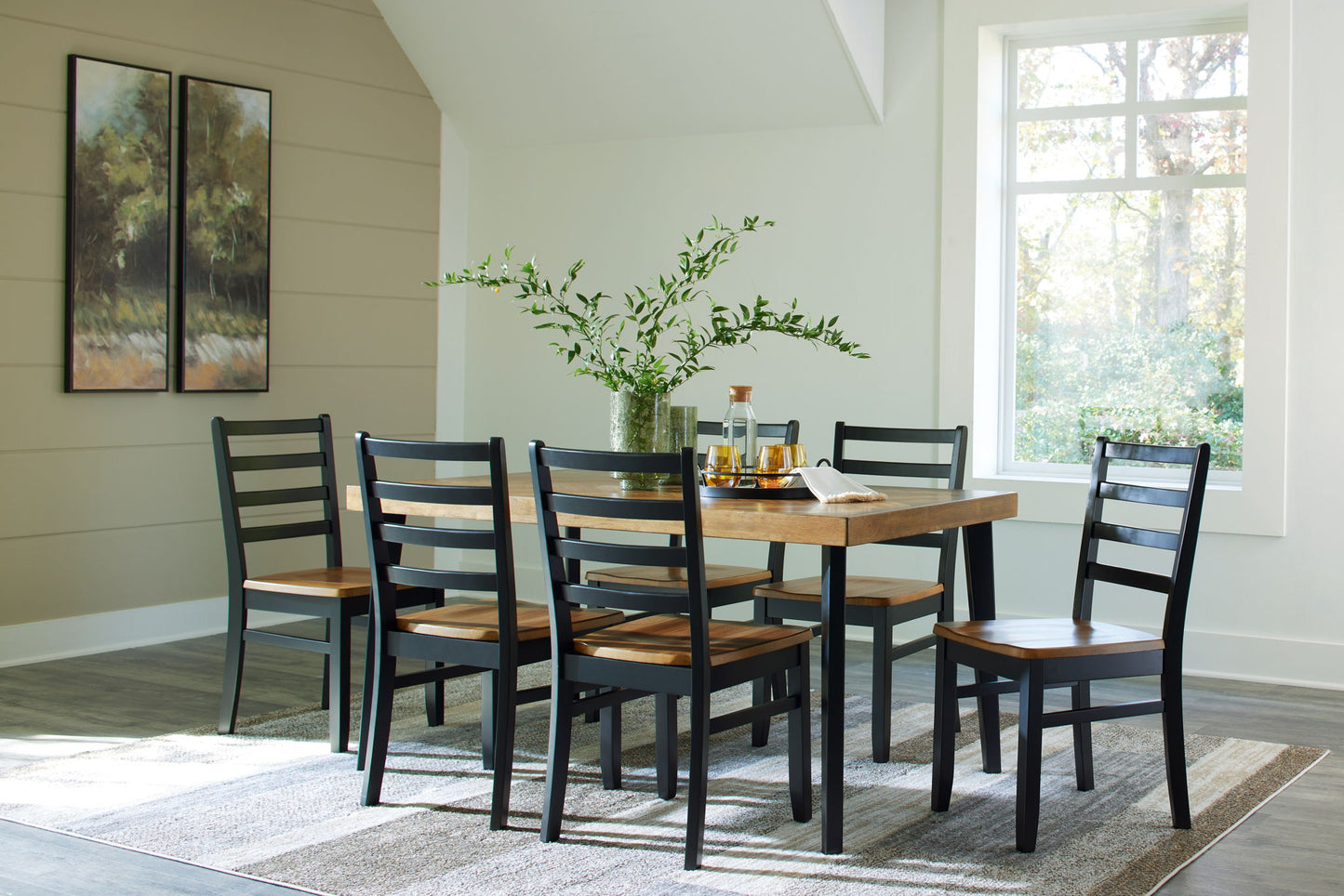 Blondon - Brown / Black - Rectangular Drm Table Set (Set of 7) - Hornell Furniture Outlet
