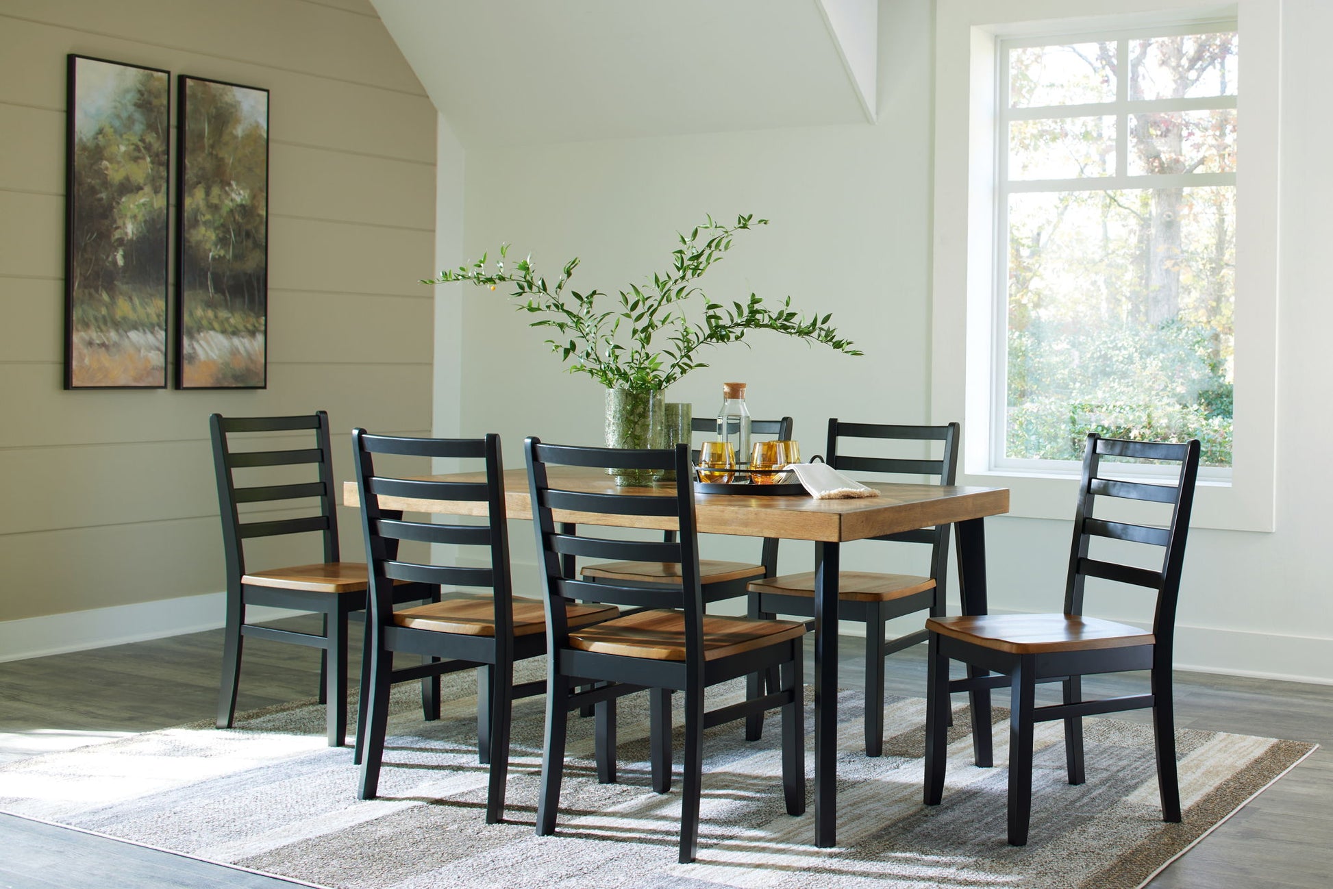 Blondon - Brown / Black - Rectangular Drm Table Set (Set of 7) - Hornell Furniture Outlet