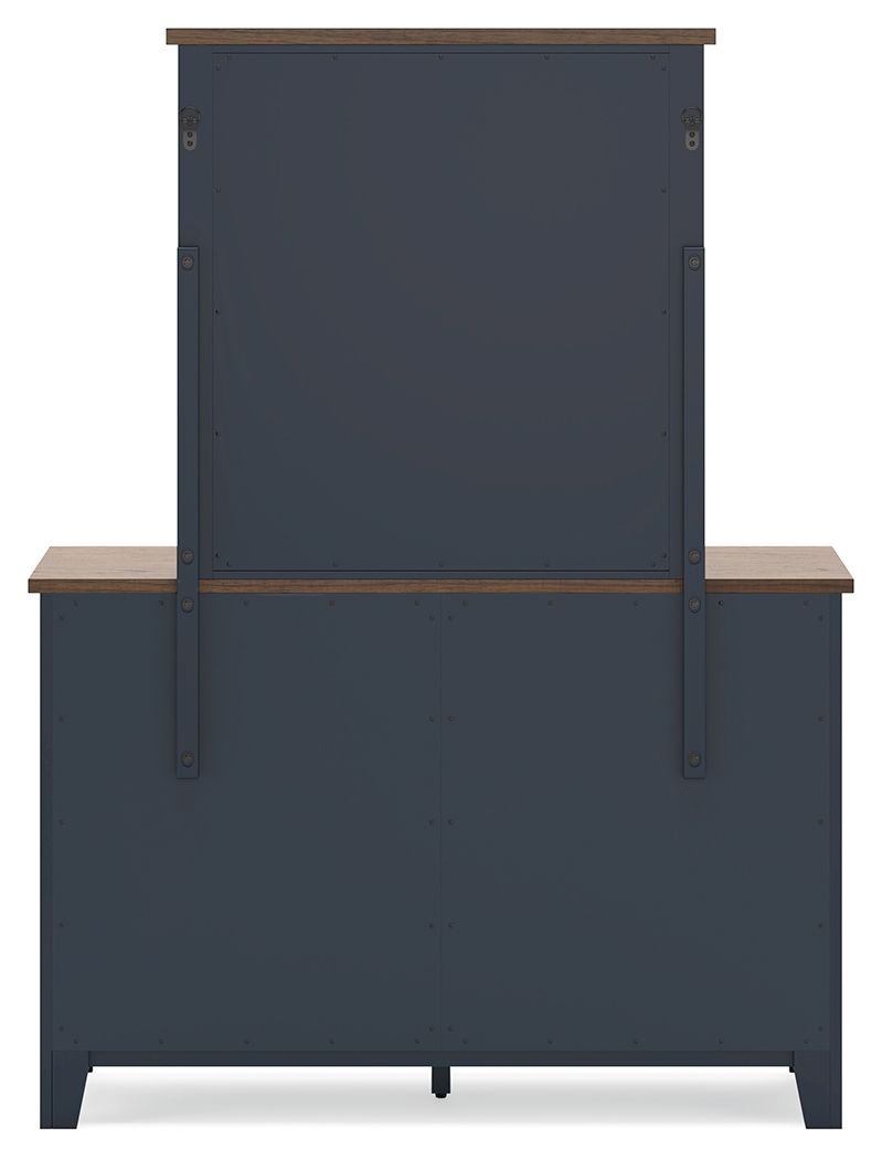 Landocken - Brown / Blue - Dresser and Mirror - Hornell Furniture Outlet