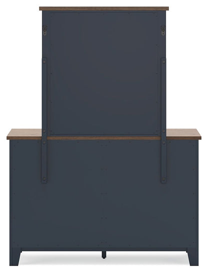 Landocken - Brown / Blue - Dresser and Mirror - Hornell Furniture Outlet