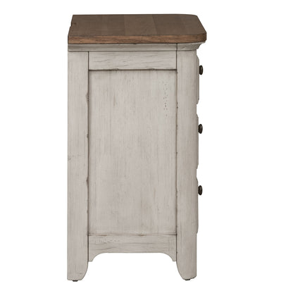 Farmhouse Reimagined - 3 Drawer Nightstand With Charging Station - White - Hornell Furniture Outlet