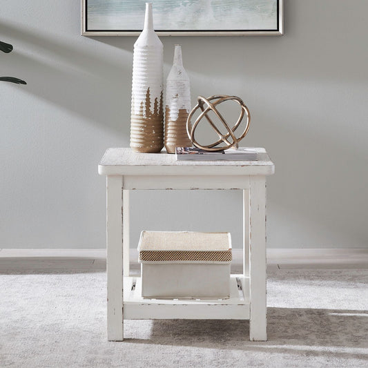 Backroads - End Table - Weathered White & Parchment Brown - Hornell Furniture Outlet
