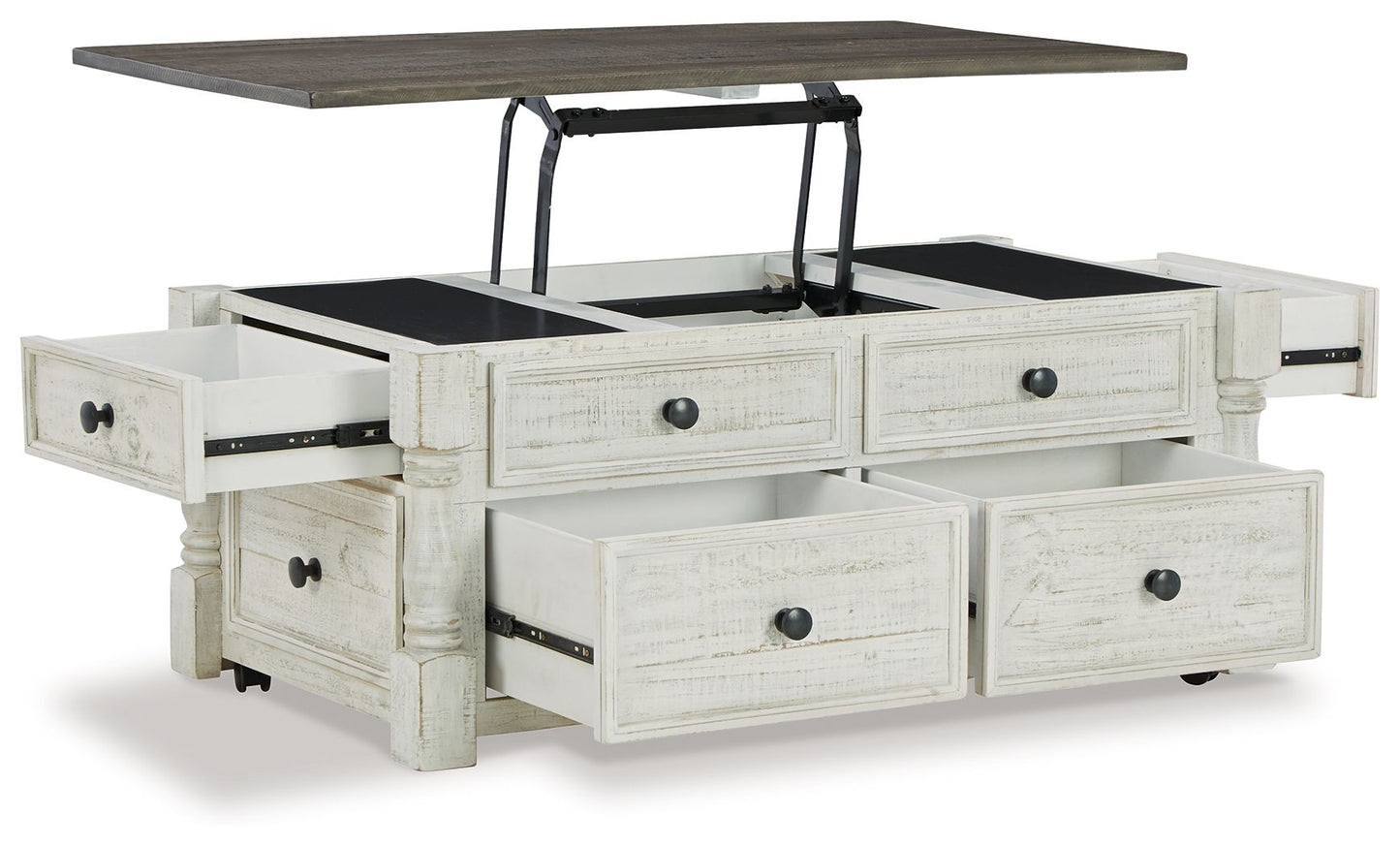 Havalance - Lift Top Cocktail Table with Storage Drawers - White / Gray - Hornell Furniture Outlet