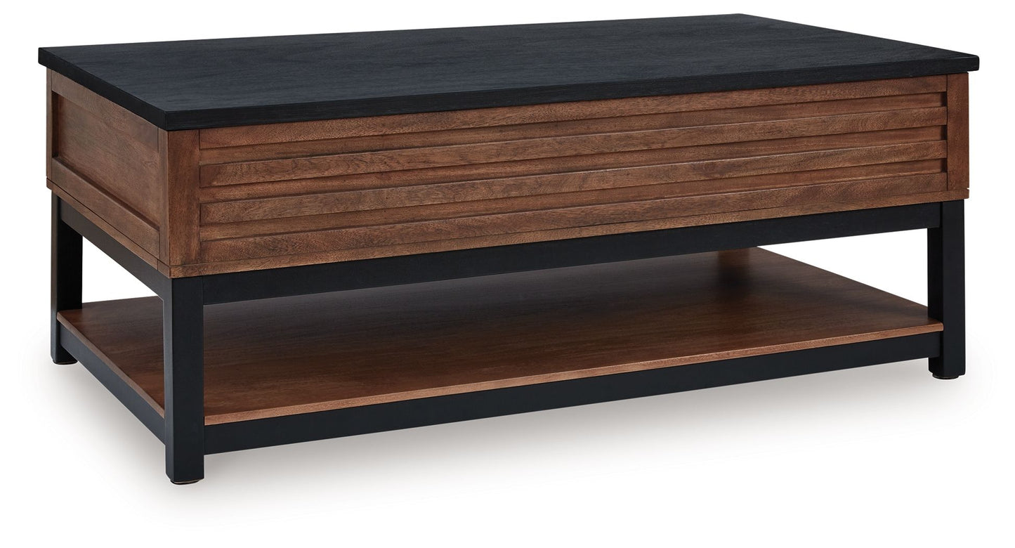 Kallari - Warm Brown / Black - Lift Top Cocktail Table - Hornell Furniture Outlet