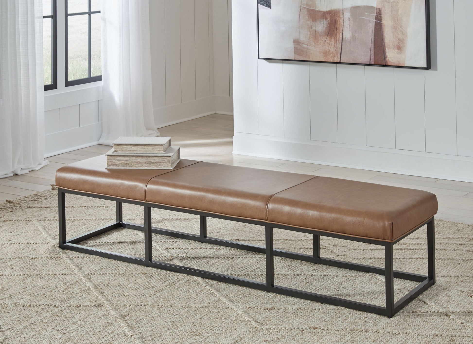 Joston - Accent Bench - Caramel - Hornell Furniture Outlet
