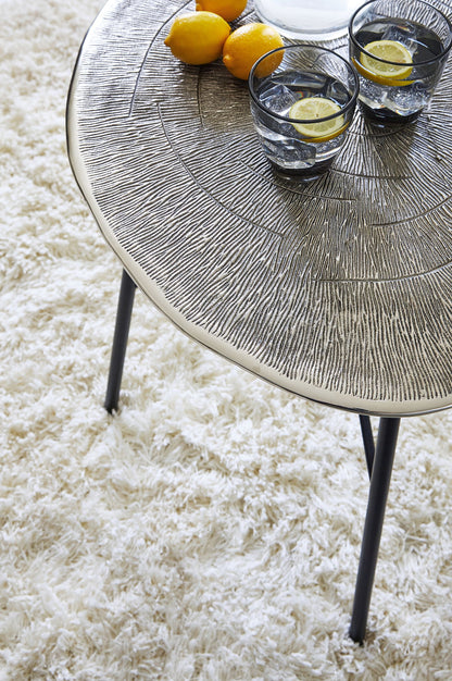 Laverford - Chrome / Black - Round End Table - Hornell Furniture Outlet