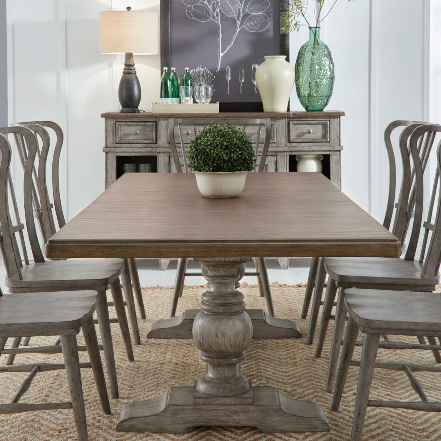 River Place - Trestle Table Set - Hornell Furniture Outlet