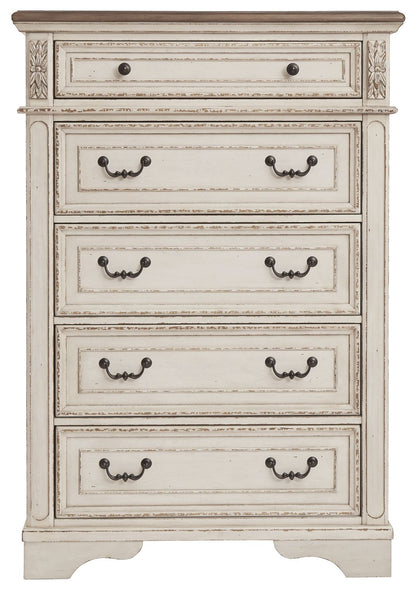 Realyn - White / Brown / Beige - Five Drawer Chest - Hornell Furniture Outlet