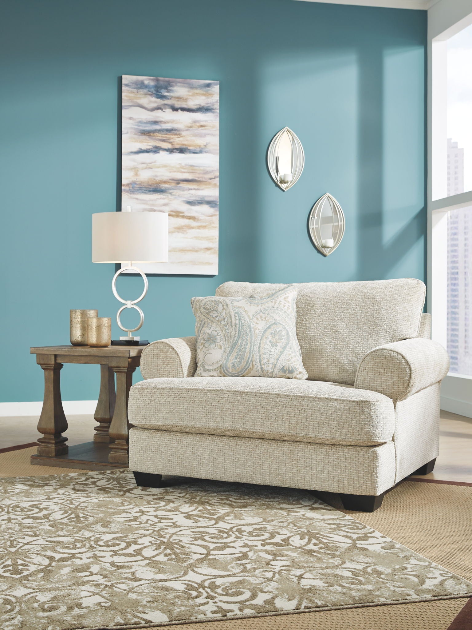 Monaghan - Sandstone - Chair and a Half - Hornell Furniture Outlet