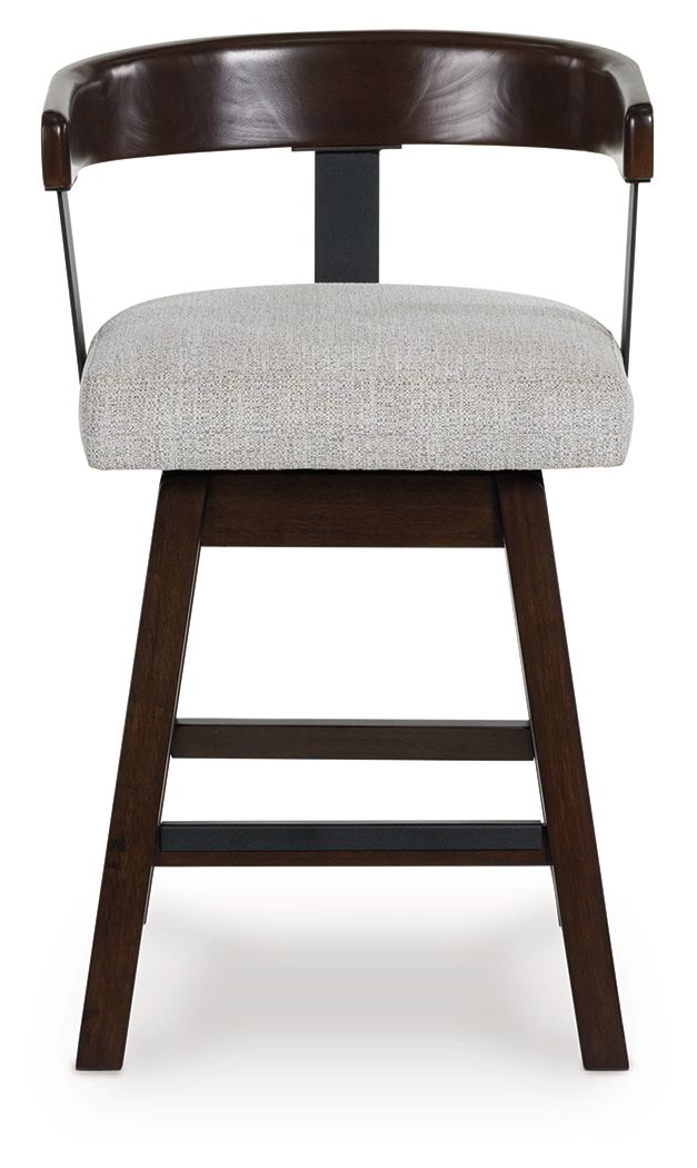 Haddigan - Dark Brown - Upholstered Swivel Barstool (Set of 2) - Hornell Furniture Outlet