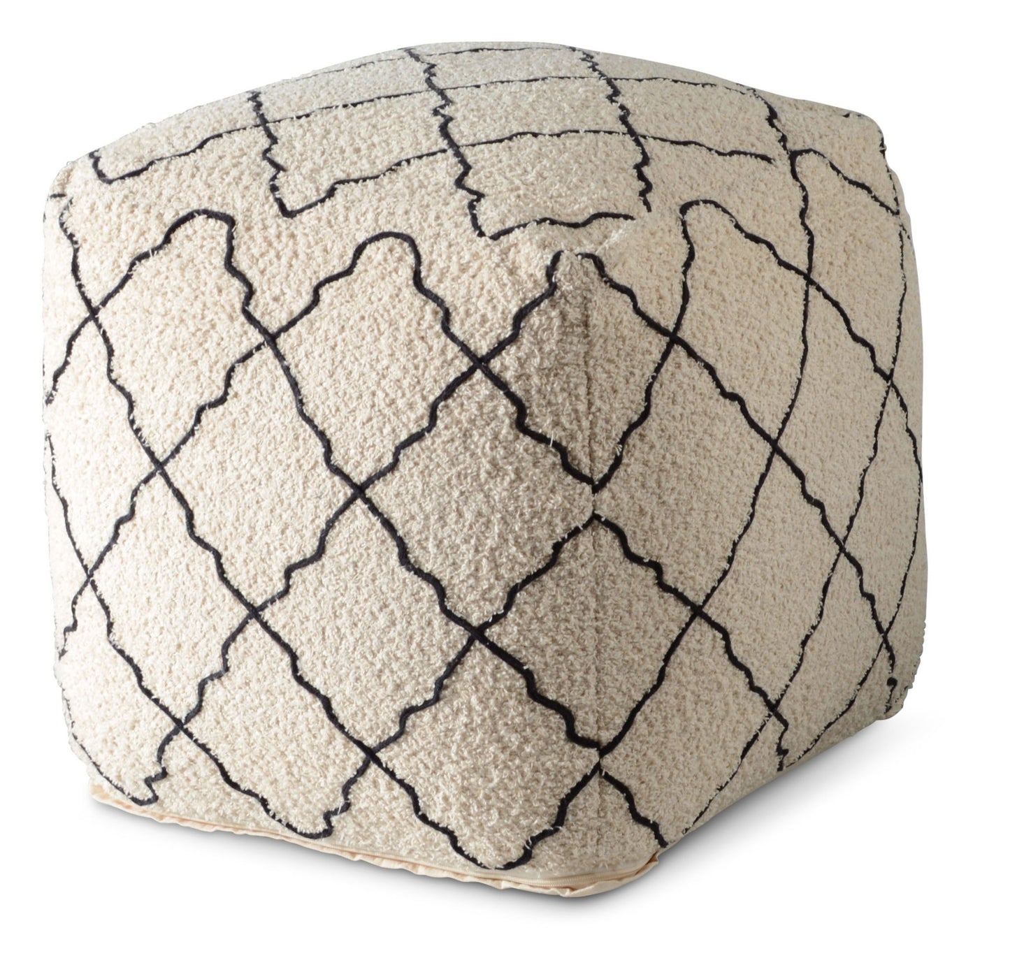 Lattice - Square Pouf - Beige - Hornell Furniture Outlet