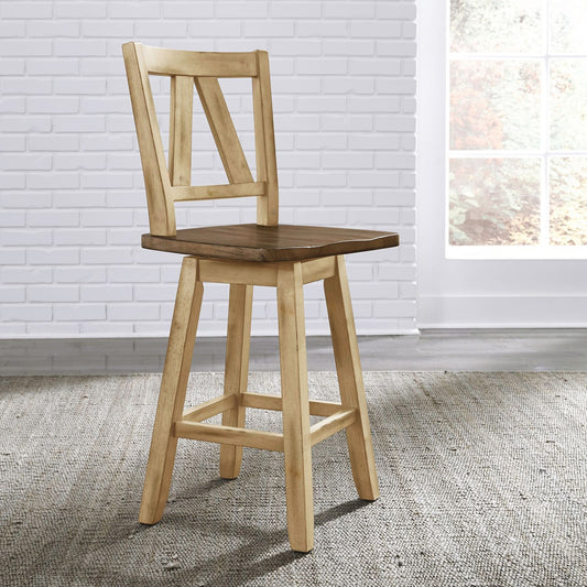 Lindsey Farm - Counter Height Swivel Chair (RTA) - Natural & Brown - Hornell Furniture Outlet