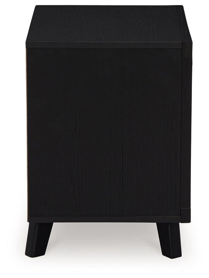 Danziar - Black - Two Drawer Night Stand - Hornell Furniture Outlet