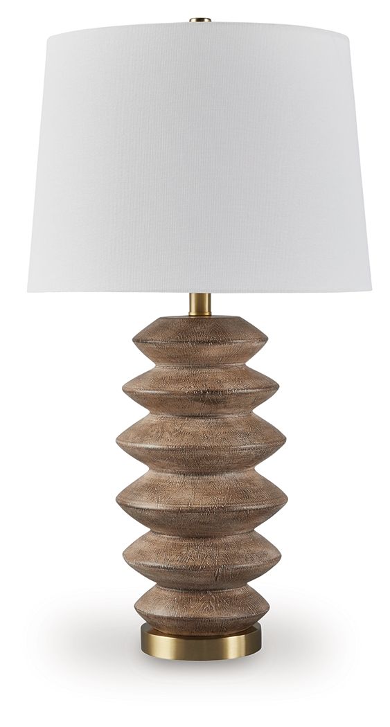 Jyllyard - Brown / Gold Finish - Poly Table Lamp - Hornell Furniture Outlet
