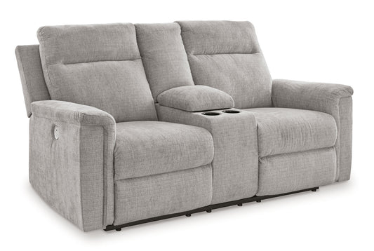 Barnsana - Dbl Power Reclining Loveseat With Console - Hornell Furniture Outlet