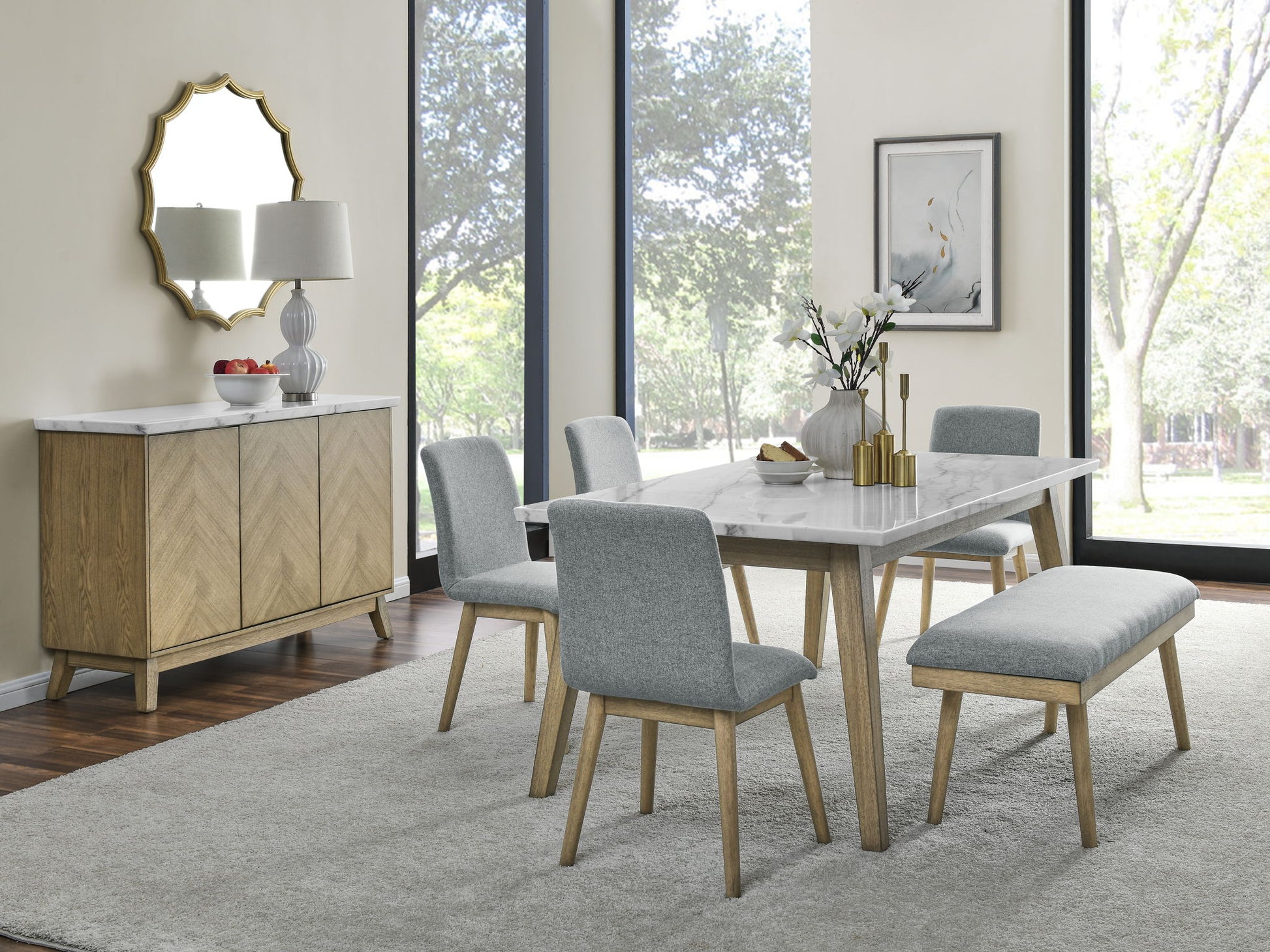 Vida - Polyester Dining Bench - Gray - Hornell Furniture Outlet