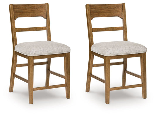 Cabalynn - Oatmeal / Light Brown - Upholstered Barstool (Set of 2) - Hornell Furniture Outlet