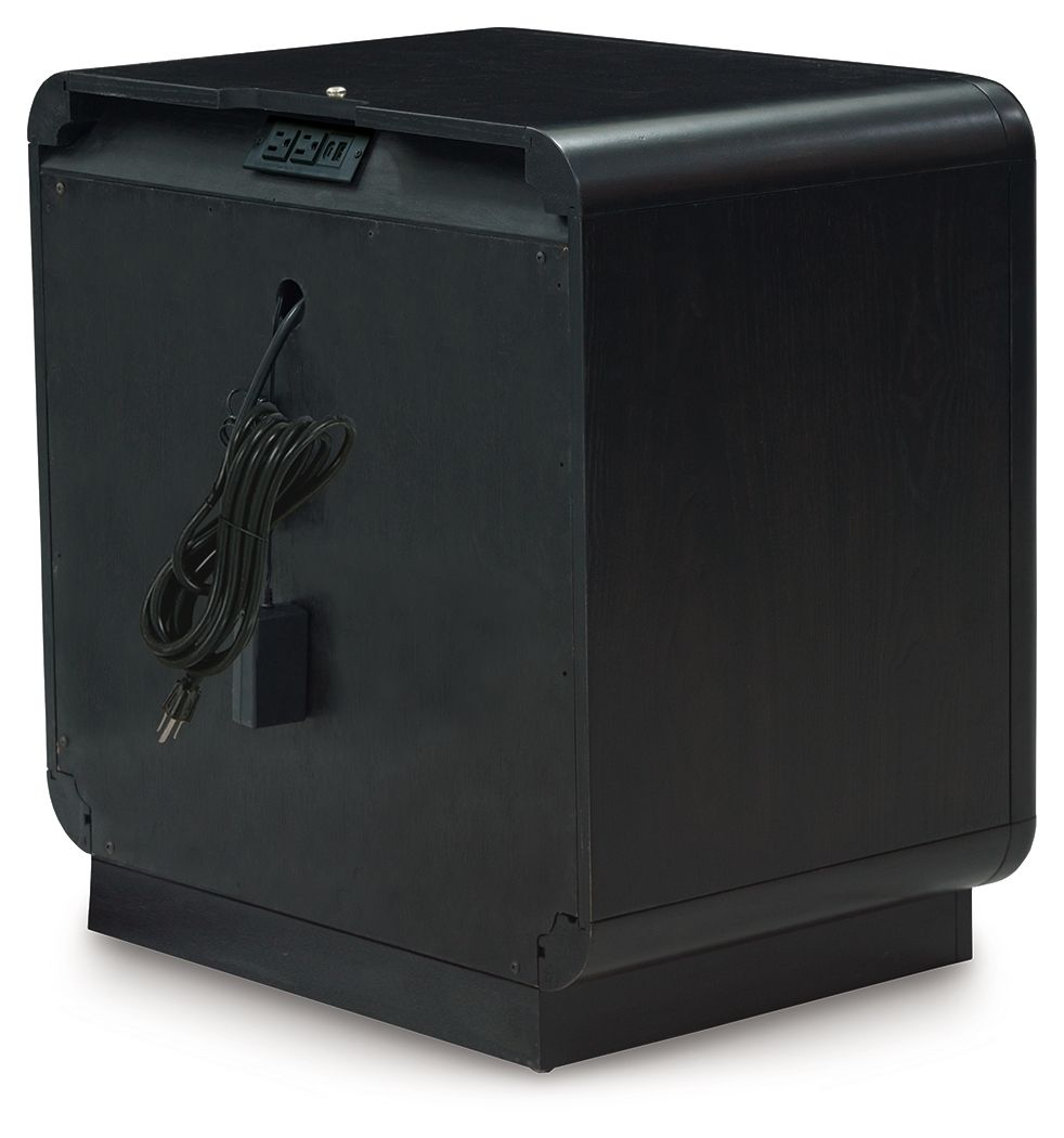 Rowanbeck - Black - One Drawer Night Stand - Hornell Furniture Outlet