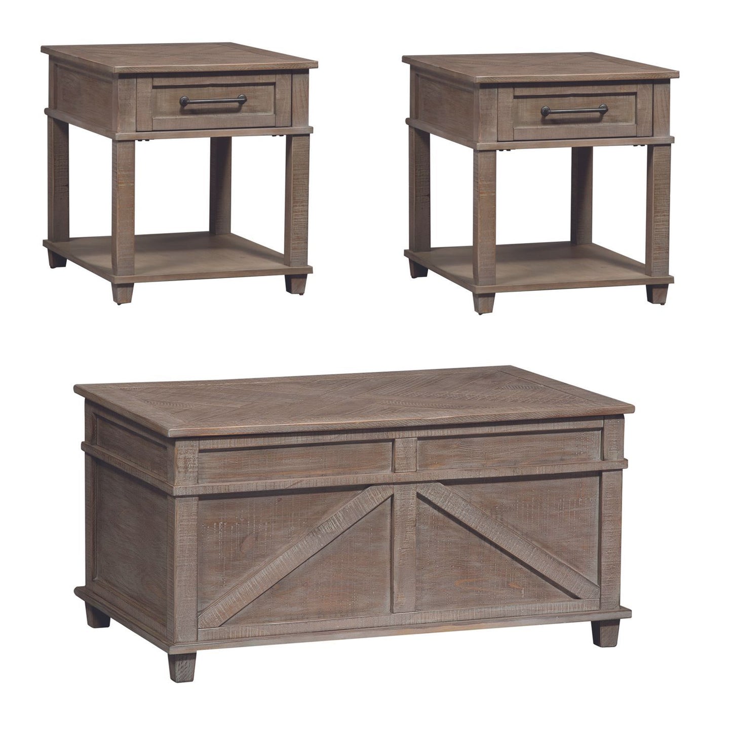 Parkland Falls - 3 Piece Table Set - Light Brown - Hornell Furniture Outlet