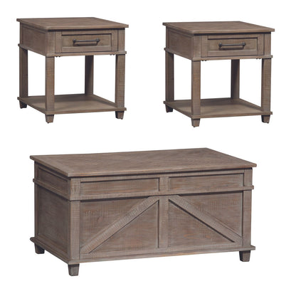 Parkland Falls - 3 Piece Table Set - Light Brown - Hornell Furniture Outlet