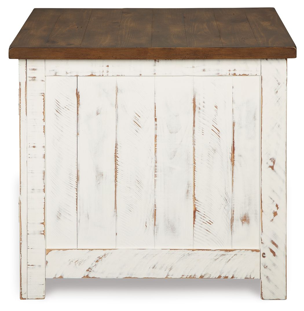 Wystfield - Rectangular End Table - 2 Doors - White / Brown - Hornell Furniture Outlet