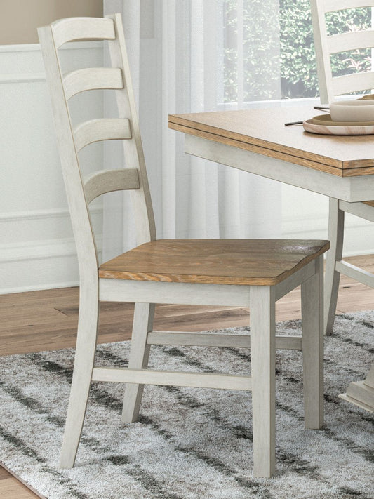 Purlaney - Antique White / Natural - Dining Room Side Chair (Set of 2) - Hornell Furniture Outlet