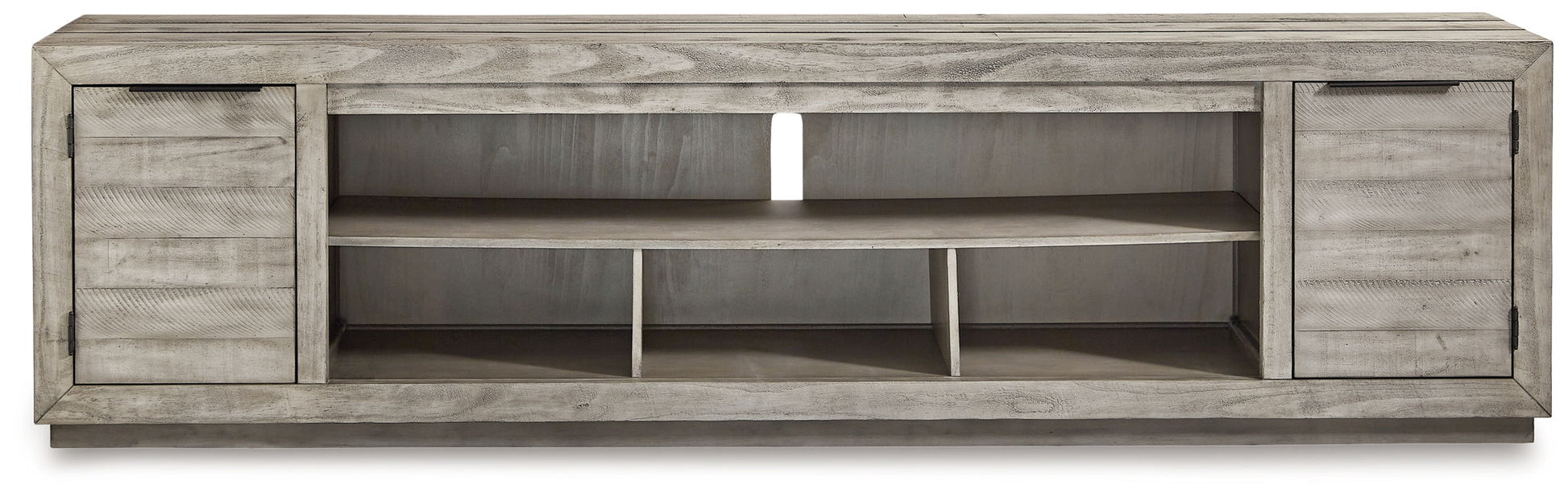 Naydell - XL TV Stand w/Fireplace Option - Gray - Hornell Furniture Outlet