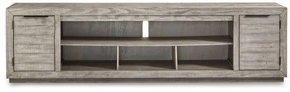 Naydell - XL TV Stand w/Fireplace Option - Gray - Hornell Furniture Outlet
