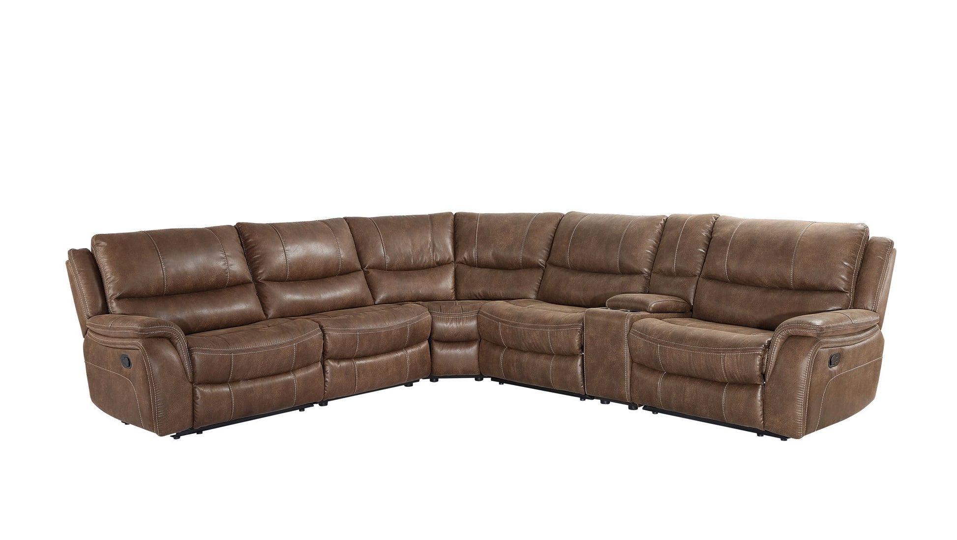 Lehi - 6 Piece Manual Reclining Sectional - Dark Brown - Hornell Furniture Outlet