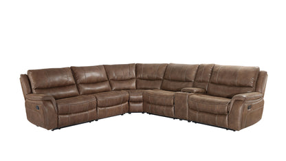 Lehi - 6 Piece Manual Reclining Sectional - Dark Brown - Hornell Furniture Outlet