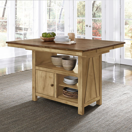 Lindsey Farm - Gathering Table Set - Natural & Brown - Hornell Furniture Outlet
