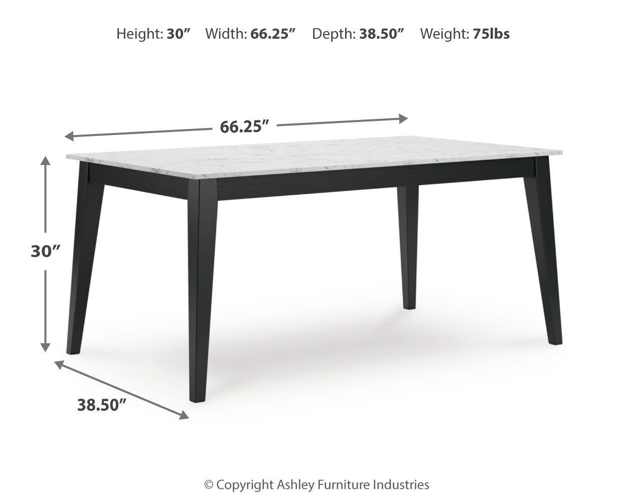 Jettaya - Black / White - Rectangular Dining Room Table - Hornell Furniture Outlet