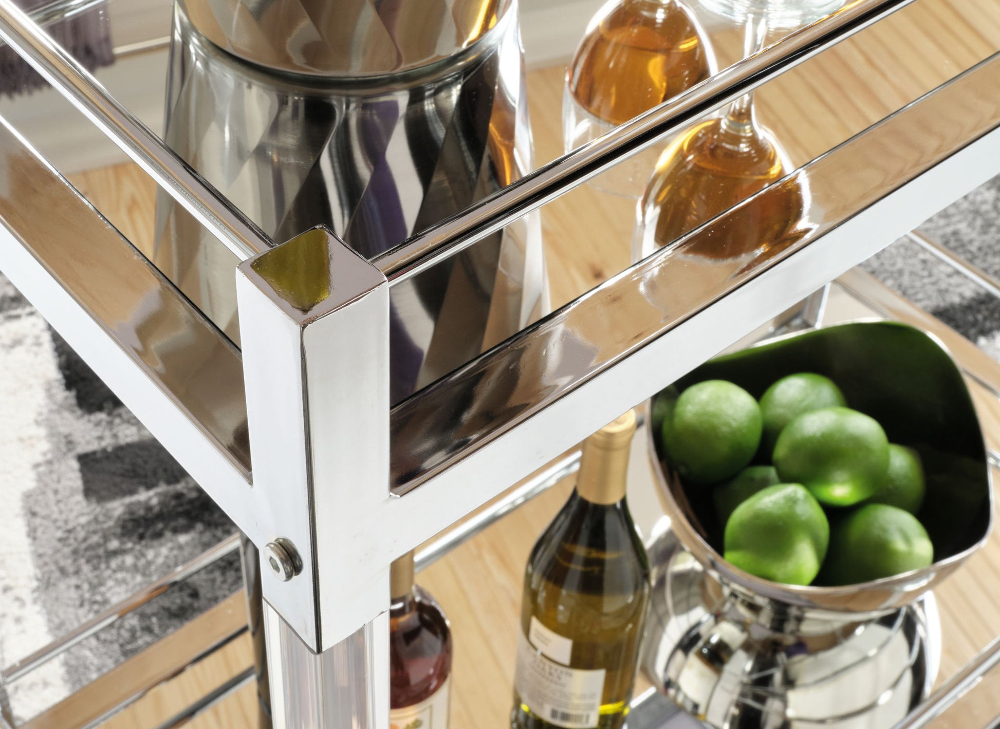 Chaseton - Clear / Silver Finish - Bar Cart - Hornell Furniture Outlet