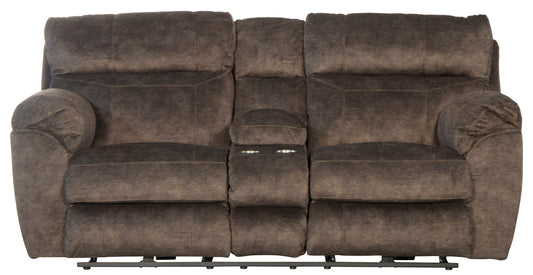 Sedona - Power Headrest Lay Flat Reclining Console Loveseat With Storage & Cupholders - Hornell Furniture Outlet