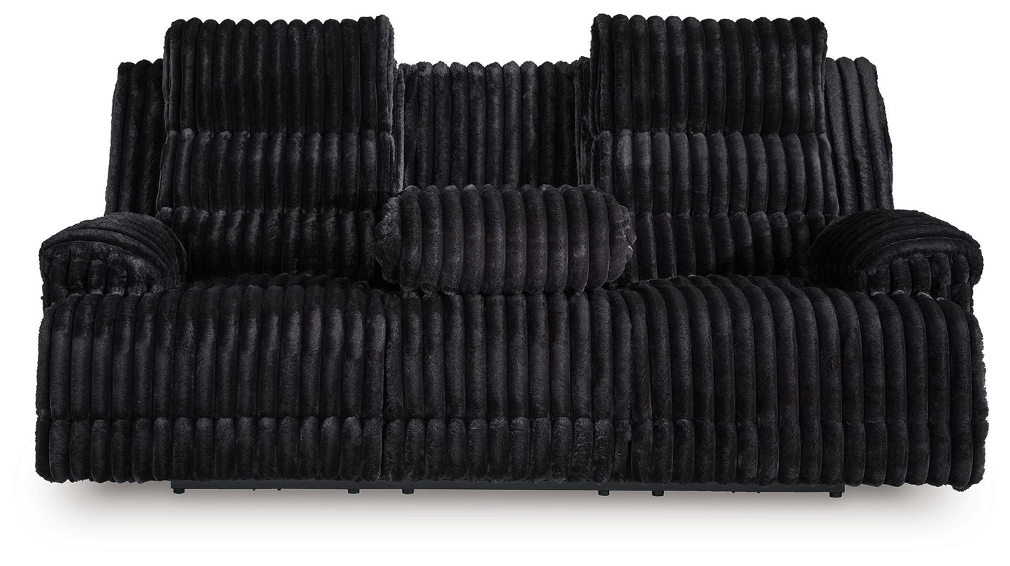 Rhine Falls - Reclining Power Sofa With Drop Down Table - Onyx - Hornell Furniture Outlet