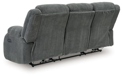 Observation - Reclining Power Sofa With Drop Down Table - Steel - Hornell Furniture Outlet