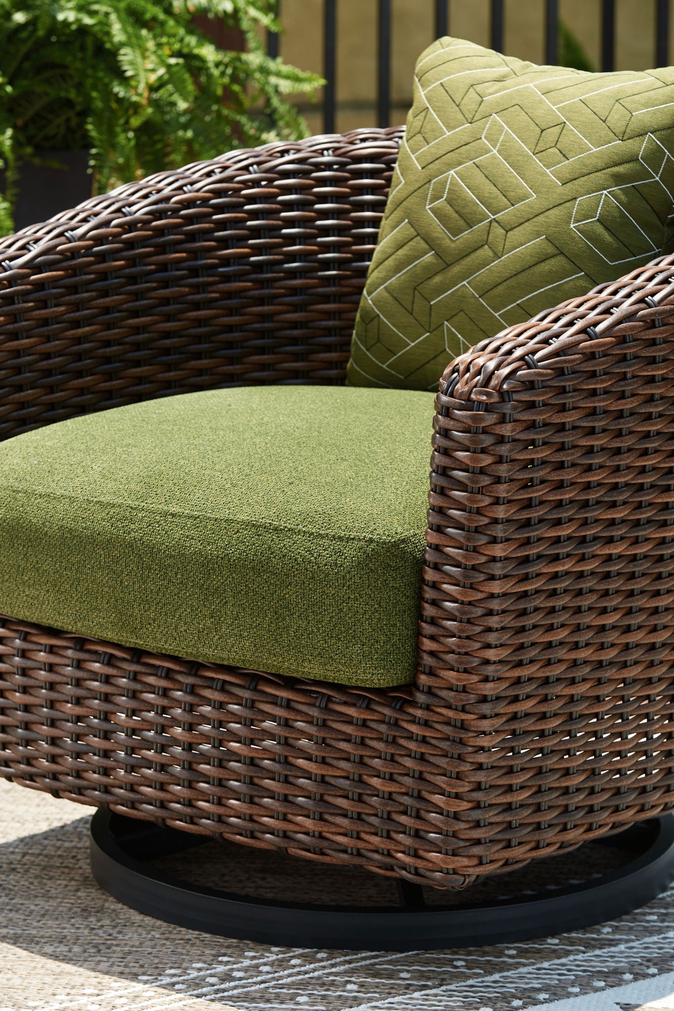 Horizon Hall - Brown / Green - Swivel Lounge With Cushion - Hornell Furniture Outlet